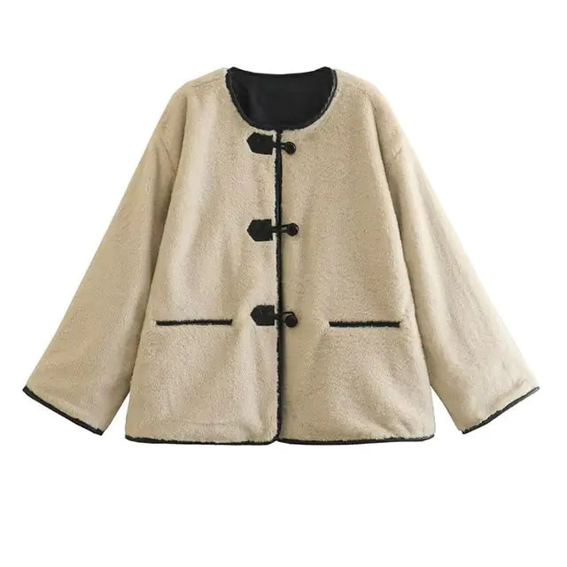 Winter Fleece Patchwork Jacket Women